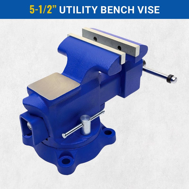 Yost Tools Yost Vises 455 Combination Vise | 5.5 Inch Jaw Width Heavy-Duty Utility Pipe and Bench Vise |Secure Grip with Swivel Base| Made with Cast Iron and Steel U Channel Bar | Blue - Image 2
